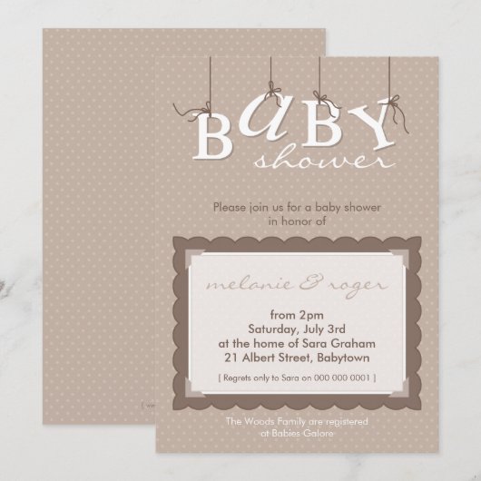 BABY SHOWER NODIGT UIT:: baby letters 3P Kaart (Voorkant / Achterkant)