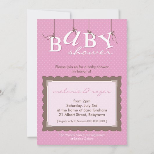 BABY SHOWER NODIGT UIT:: baby letters 4P Kaart (Voorkant)