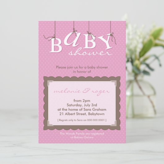 BABY SHOWER NODIGT UIT:: baby letters 4P Kaart (Staand voorkant)