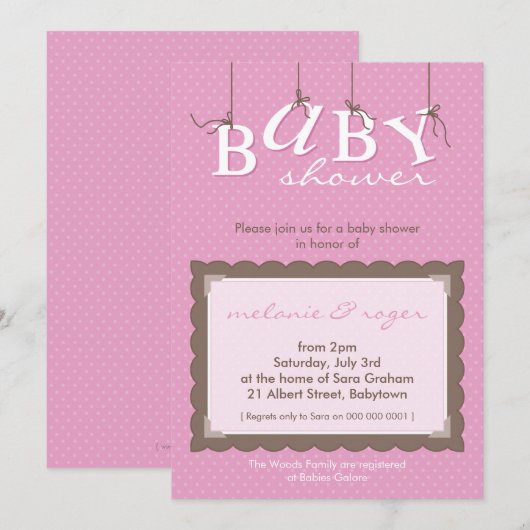 BABY SHOWER NODIGT UIT:: baby letters 4P Kaart (Voorkant / Achterkant)