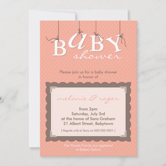 BABY SHOWER NODIGT UIT:: baby letters 5P Kaart (Voorkant)