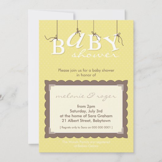 BABY SHOWER NODIGT UIT:: baby letters 7P Kaart (Voorkant)