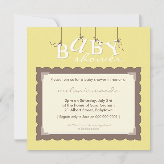BABY SHOWER NODIGT UIT:: baby letters 7SQ Kaart (Voorkant)