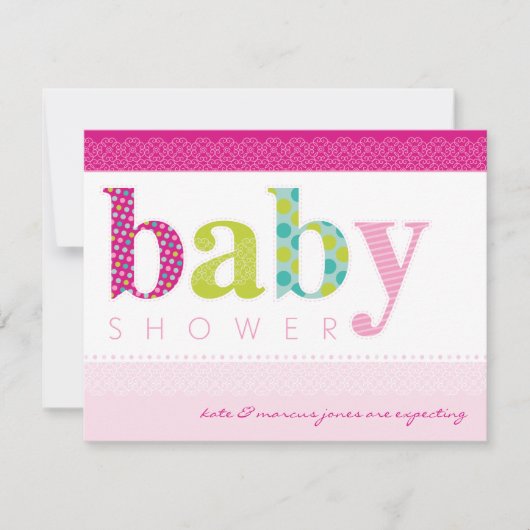 BABY SHOWER NODIGT UIT:: baby pattereerde letters  Kaart (Voorkant)