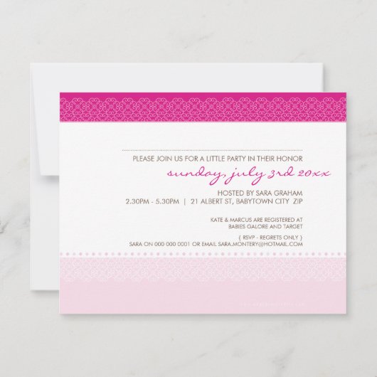 BABY SHOWER NODIGT UIT:: baby pattereerde letters Kaart (Achterkant)