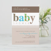 BABY SHOWER NODIGT UIT:: baby pattereerde letters  Kaart (Staand voorkant)
