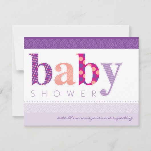 BABY SHOWER NODIGT UIT:: baby pattereerde letters  Kaart (Voorkant)