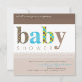 BABY SHOWER NODIGT UIT:: baby patterned letters 1S Kaart (Voorkant)