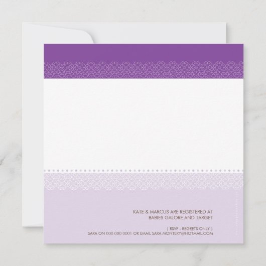 BABY SHOWER NODIGT UIT:: baby patterned letters 2S Kaart (Achterkant)