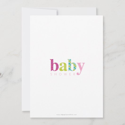 BABY SHOWER NODIGT UIT:: baby patterned letters 3P Kaart (Achterkant)