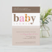 BABY SHOWER NODIGT UIT:: baby patterned letters 5P Kaart (Staand voorkant)
