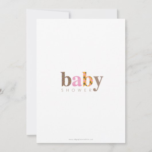 BABY SHOWER NODIGT UIT:: baby patterned letters 5P Kaart (Achterkant)