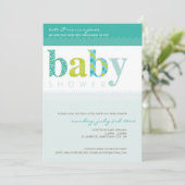 BABY SHOWER NODIGT UIT:: baby patterned letters 8P Kaart (Staand voorkant)