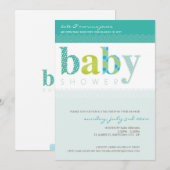 BABY SHOWER NODIGT UIT:: baby patterned letters 8P Kaart (Voorkant / Achterkant)