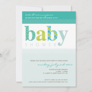 BABY SHOWER NODIGT UIT:: baby patterned letters 8P Kaart