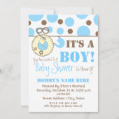 baby shower nodigt uit - Blauwe luierpop & pooldot Kaart (Voorkant)