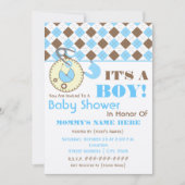 baby shower nodigt uit - Dappere dun blauw en brui Kaart (Voorkant)