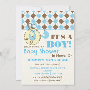 baby shower nodigt uit - Dappere dun blauw en brui Kaart