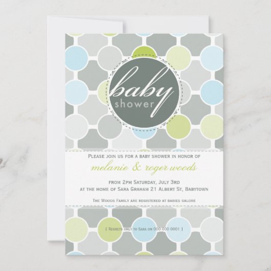 BABY SHOWER NODIGT UIT:: fizzy spots 1P Kaart (Voorkant)