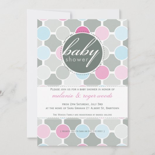 BABY SHOWER NODIGT UIT:: fizzy spots 2P Kaart (Voorkant)