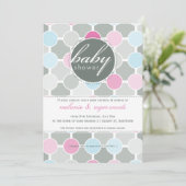 BABY SHOWER NODIGT UIT:: fizzy spots 2P Kaart (Staand voorkant)