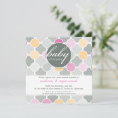 BABY SHOWER NODIGT UIT:: fizzy spots 3SQ Kaart (Staand voorkant)