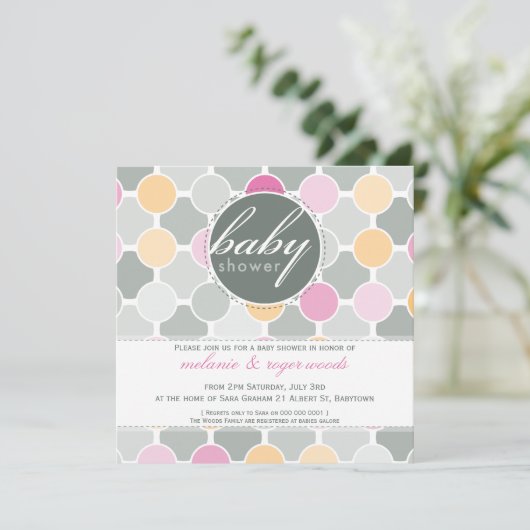 BABY SHOWER NODIGT UIT:: fizzy spots 3SQ Kaart (Staand voorkant)