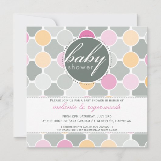 BABY SHOWER NODIGT UIT:: fizzy spots 3SQ Kaart (Voorkant)