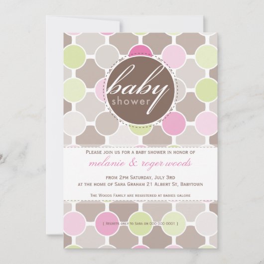 BABY SHOWER NODIGT UIT:: fizzy spots 4P Kaart (Voorkant)
