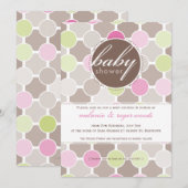BABY SHOWER NODIGT UIT:: fizzy spots 4P Kaart (Voorkant / Achterkant)