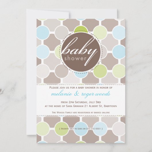 BABY SHOWER NODIGT UIT:: fizzy spots 6P Kaart (Voorkant)
