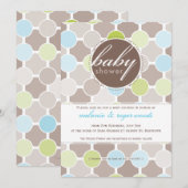 BABY SHOWER NODIGT UIT:: fizzy spots 6P Kaart (Voorkant / Achterkant)