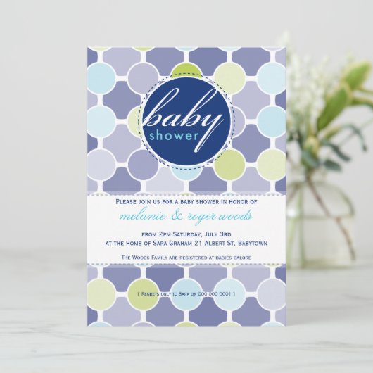 BABY SHOWER NODIGT UIT:: fizzy spots 6P Kaart (Staand voorkant)
