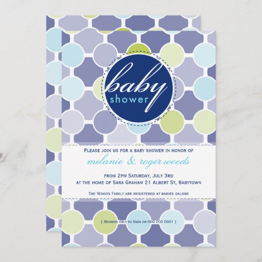 BABY SHOWER NODIGT UIT:: fizzy spots 6P Kaart (Voorkant / Achterkant)