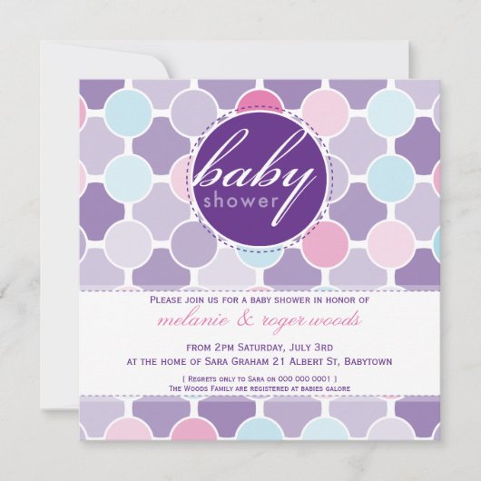 BABY SHOWER NODIGT UIT:: fizzy spots 7SQ Kaart (Voorkant)