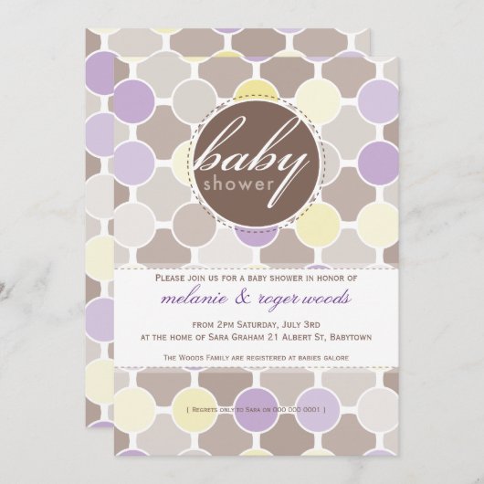 BABY SHOWER NODIGT UIT:: fizzy spots 8P Kaart (Voorkant / Achterkant)
