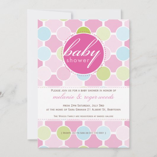 BABY SHOWER NODIGT UIT:: fizzy spots 9P Kaart (Voorkant)