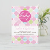 BABY SHOWER NODIGT UIT:: fizzy spots 9P Kaart (Staand voorkant)