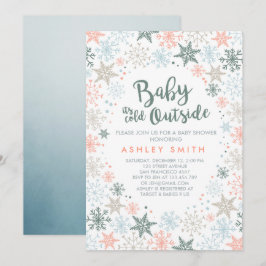 baby shower nodigt uit Het is koud buiten Snowflak Kaart