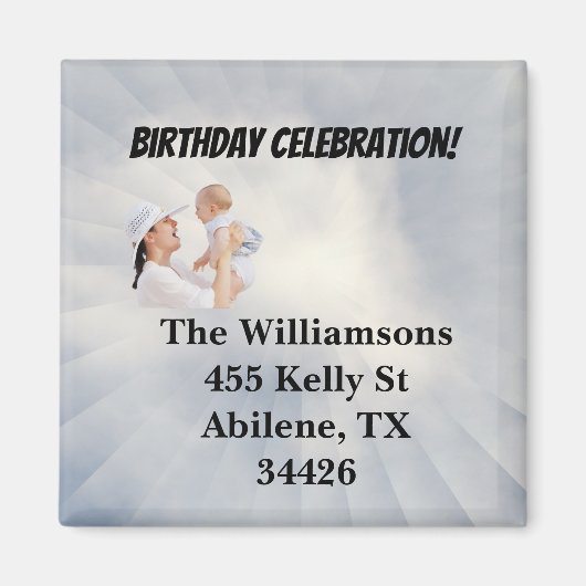 Baby shower nodigt uit met Sky Blue Background Magneet (Voorkant)