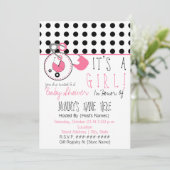 baby shower nodigt uit - Roze dunne darm Kaart (Staand voorkant)