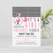 baby shower nodigt uit - Roze dunne dunne dunne du Kaart (Staand voorkant)