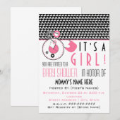 baby shower nodigt uit - Roze dunne dunne dunne du Kaart (Voorkant / Achterkant)