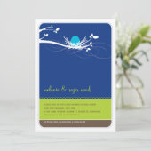 BABY SHOWER NODIGT UIT:: volledig nest 1P Kaart (Staand voorkant)