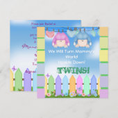 BABY SHOWER nodigt UNISEX TWINS uit! Kaart (Voorkant / Achterkant)