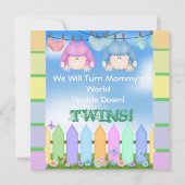 BABY SHOWER nodigt UNISEX TWINS uit! Kaart (Voorkant)