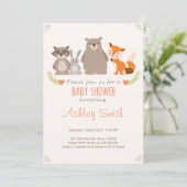Baby shower nodigt Woodland Animals Forest uit Kaart (Staand voorkant)