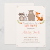 Baby shower nodigt Woodland Animals Forest uit Kaart (Voorkant / Achterkant)