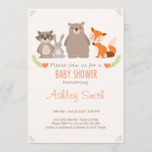 Baby shower nodigt Woodland Animals Forest uit