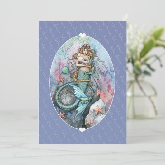 Baby shower nodigt zeemeermin en Baby uit Kaart (Staand voorkant)